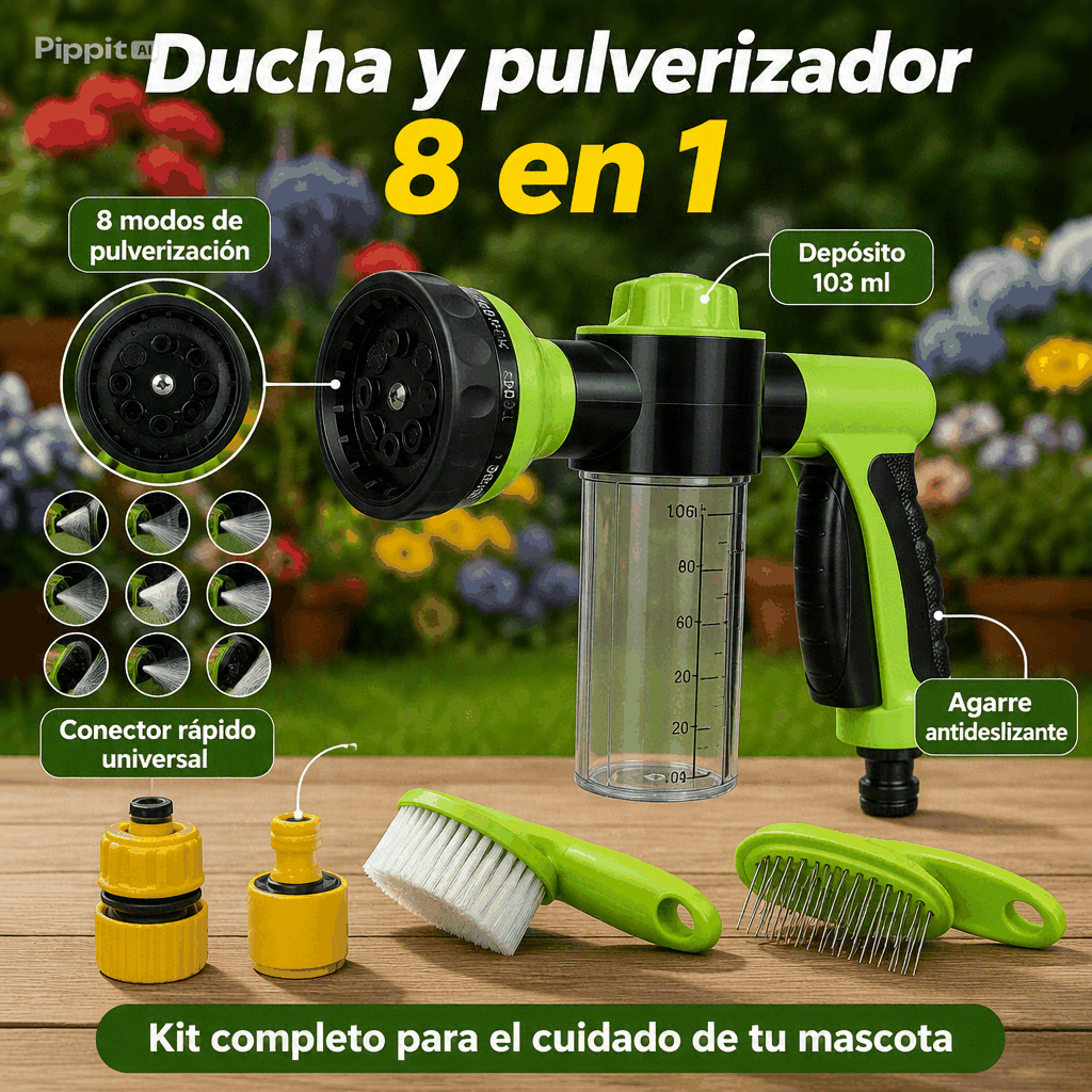 Ducha pulverizadora 8 en 1 para mascotas