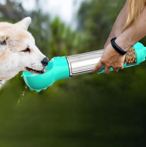 Botella Portátil 3 en 1 para Mascotas con Dispensador