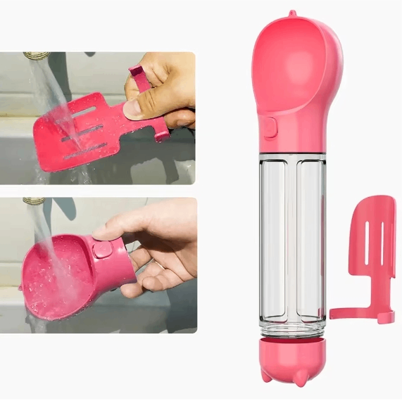 Botella Portátil 3 en 1 para Mascotas con Dispensador